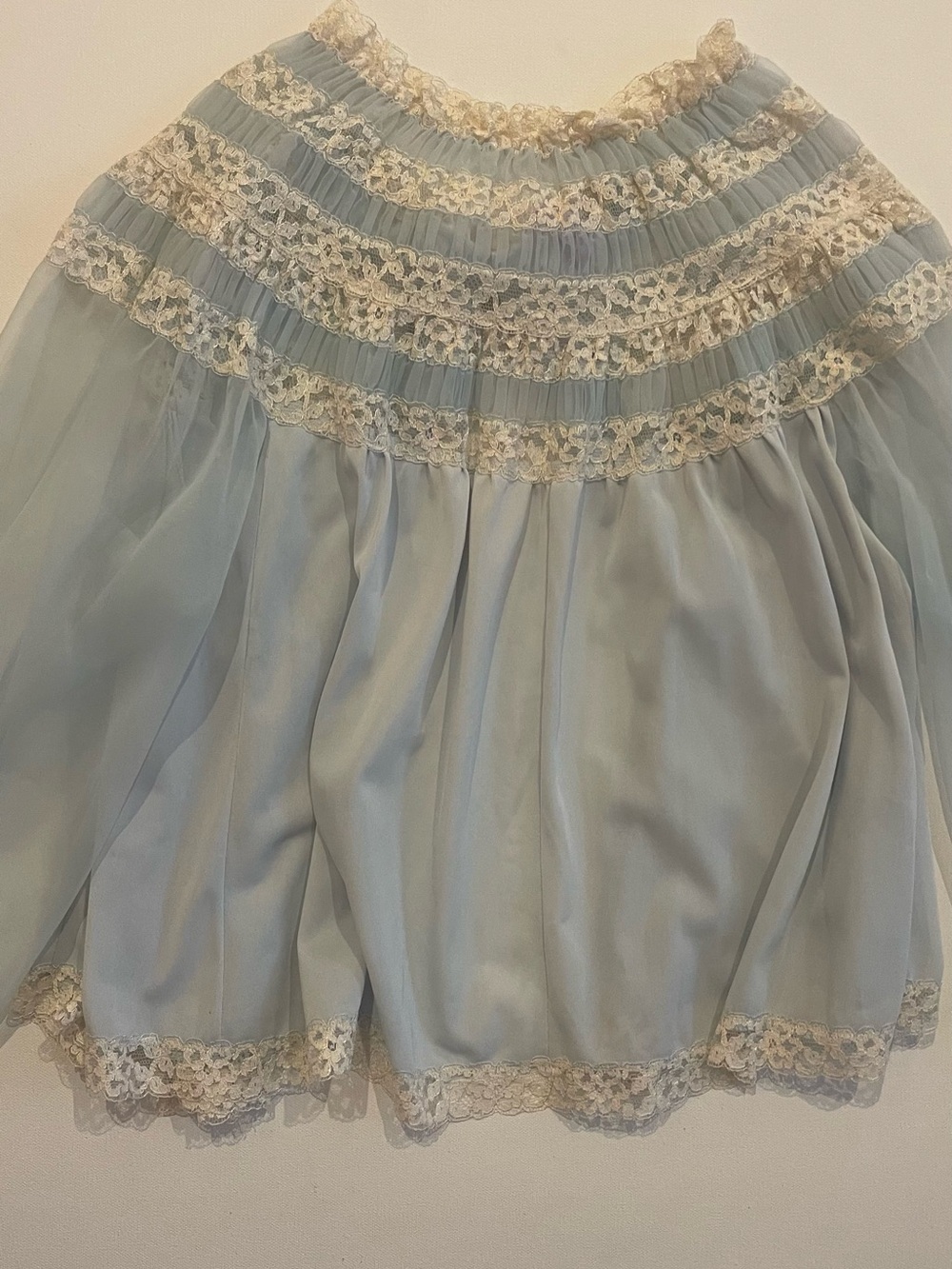 Vintage Sheer Blue Lace Top S Lingerie Victorian Coquette Balletcore Romantic - Picture 9 of 16